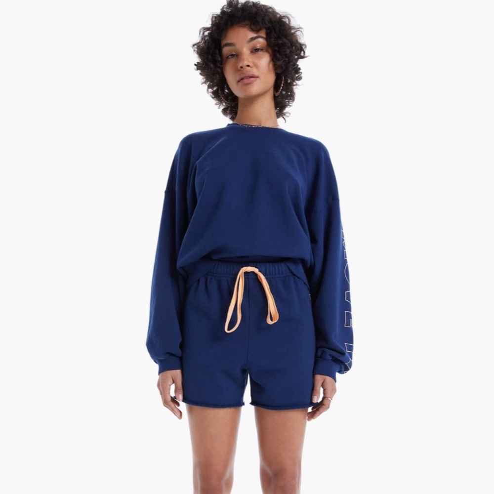 MOTHER The Loosen Up Crop, Step By Step, Insignia Blue, XS, NWT